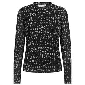 Haute L'amitie Mesh LS  O-Neck Bluse, Sort 